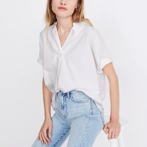 madewell park popover shirt pure white size medium